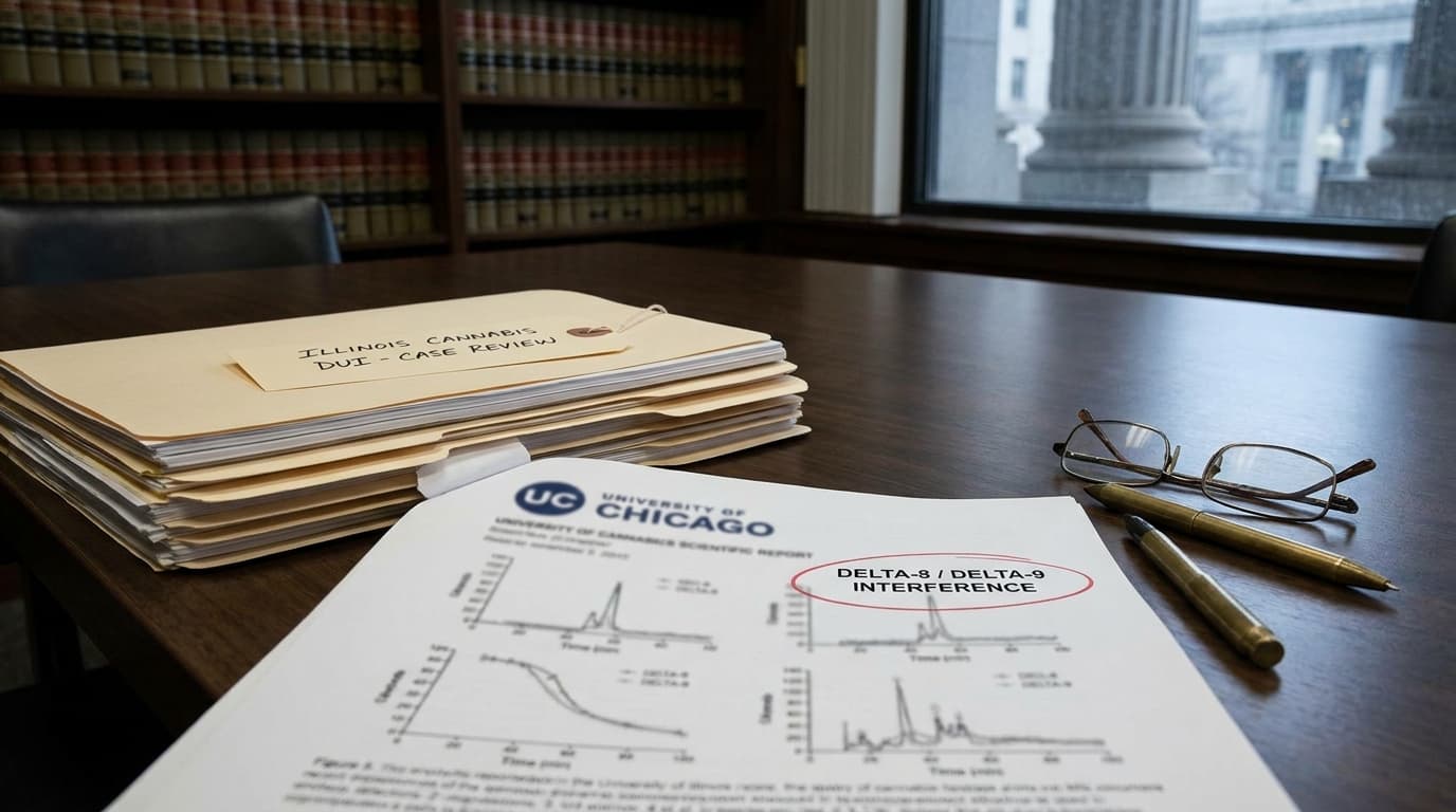 Illinois forensic lab vials of blood samples used in cannabis DUI tests that failed to separate delta-8 from delta-9 THC.